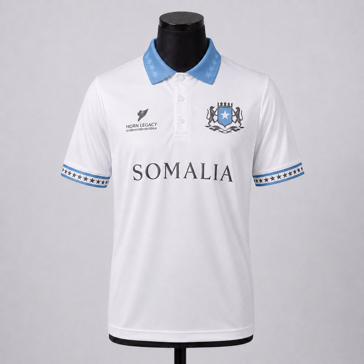 Lux Somalia Ivory Azure Jersey for men, close-up of soft knit fabric in ivory and blue tones.